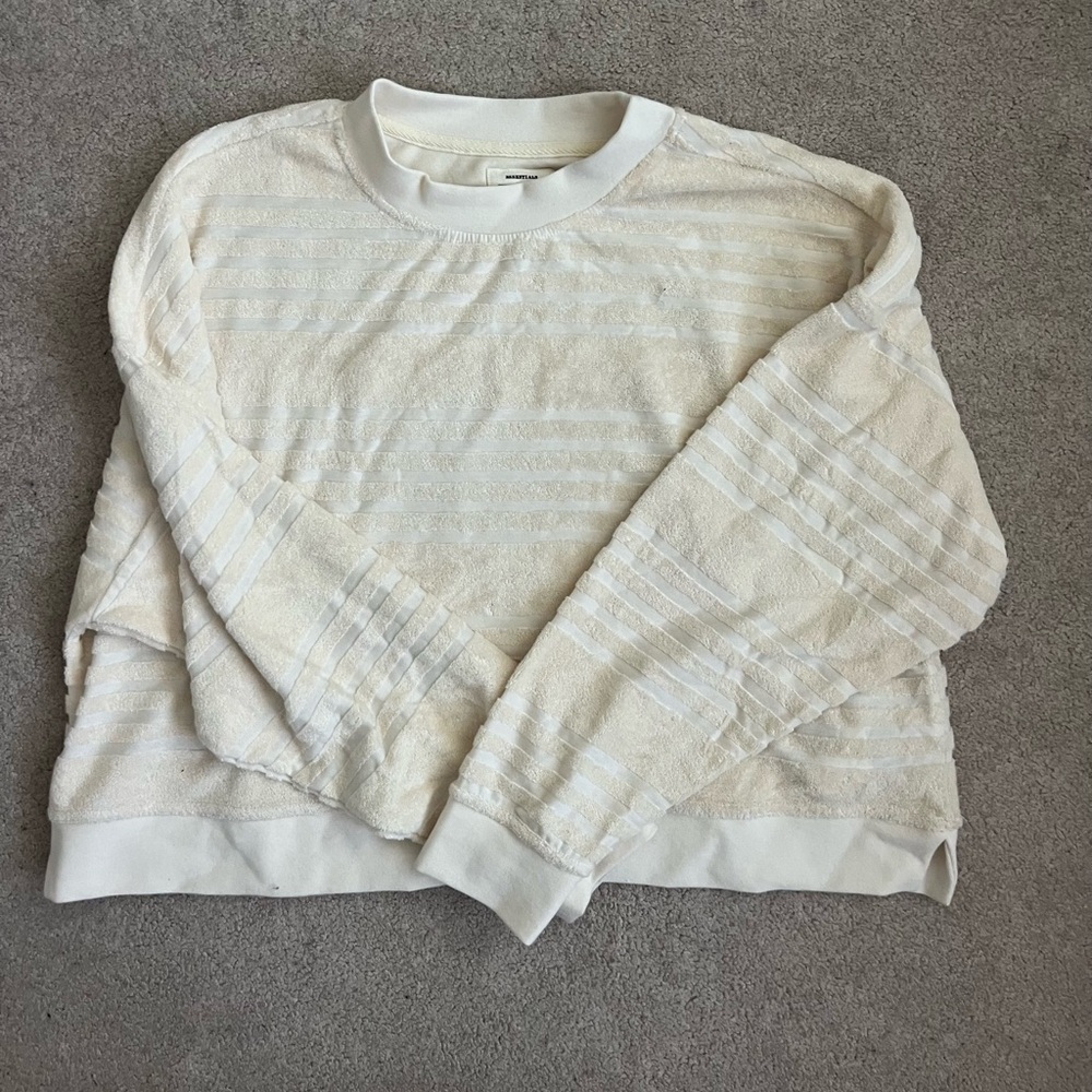 Billabong Cream and White Striped Top